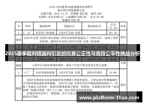 2025赛季裁判错漏判引发的比赛公正性与竞技公平性挑战分析 2025赛季裁判错漏判引发的比赛公正性与竞技公平性挑战分析