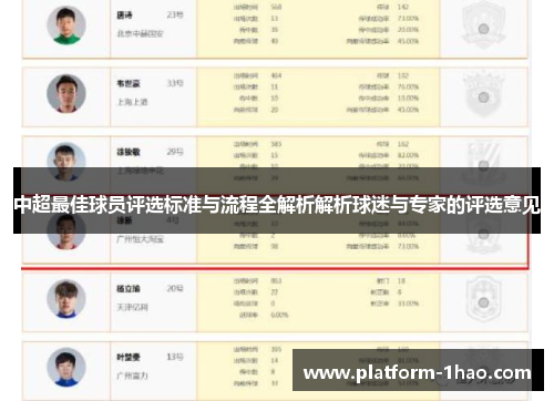中超最佳球员评选标准与流程全解析解析球迷与专家的评选意见 中超最佳球员评选标准与流程全解析解析球迷与专家的评选意见