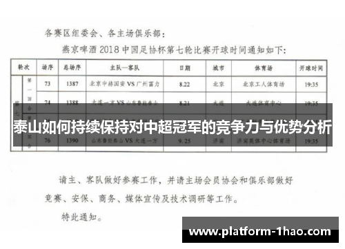 泰山如何持续保持对中超冠军的竞争力与优势分析 泰山如何持续保持对中超冠军的竞争力与优势分析