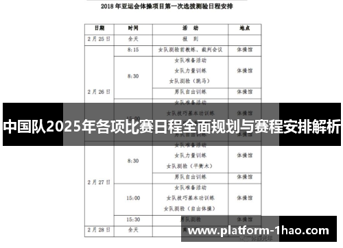 中国队2025年各项比赛日程全面规划与赛程安排解析 中国队2025年各项比赛日程全面规划与赛程安排解析